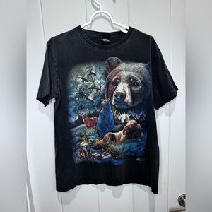 Wildlife Adventure Black Graphic Men's T-Shirt